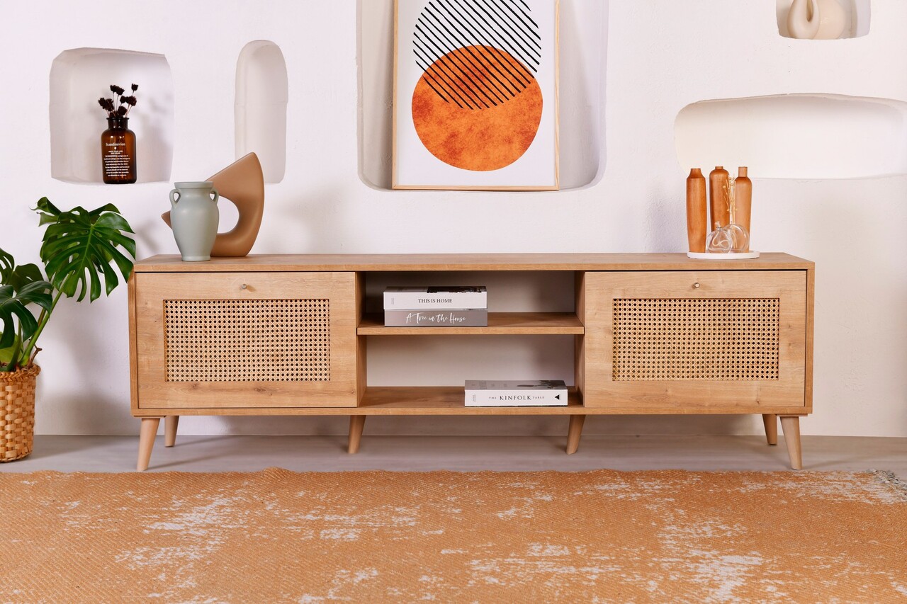 Comoda TV, Hanah Home, Hazeran 180, 180x55x41 cm, Stejar - imagine 7